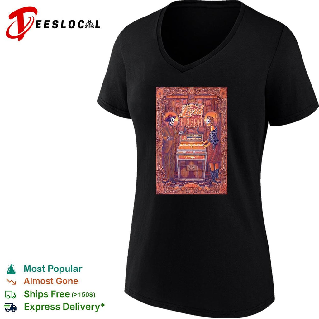 Skeleton duo vintage jukebox gothic Victorian concert poster art shirt