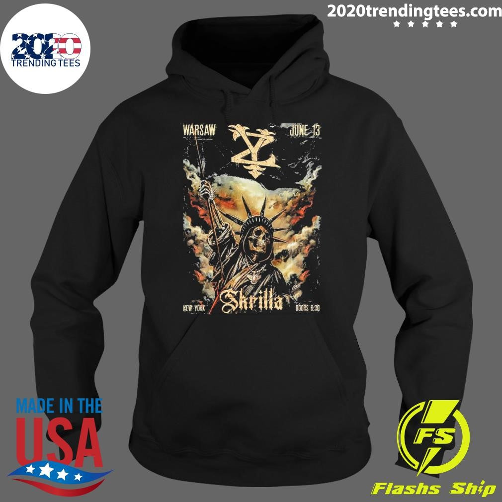 Skrilla Warsaw New York On June 13 2026 Skeleton Statue of Liberty Art Shirt