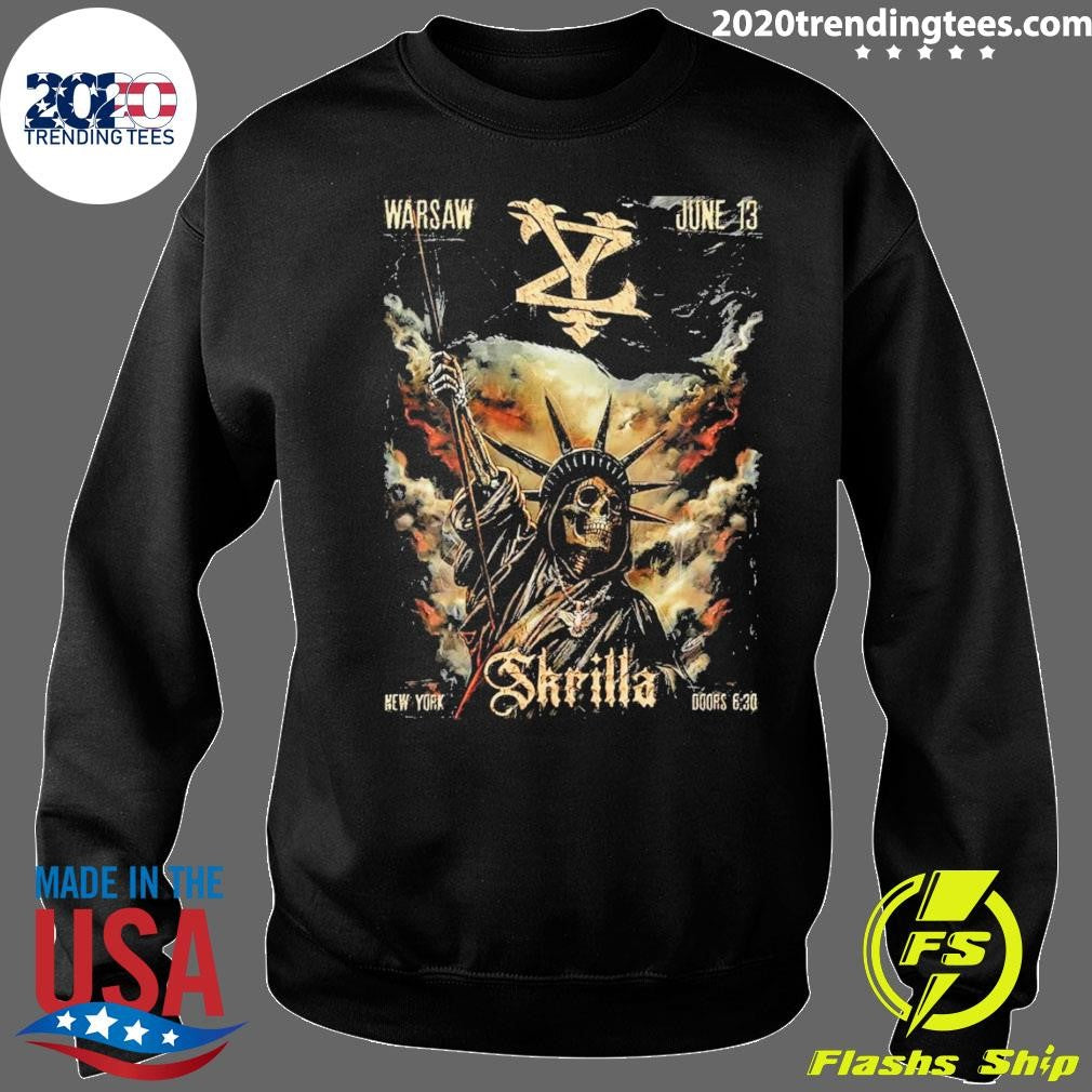Skrilla Warsaw New York On June 13 2026 Skeleton Statue of Liberty Art Shirt