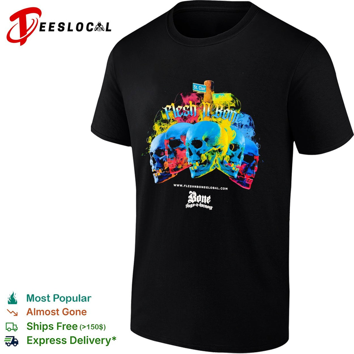 Skull Flesh N Bone St Clair E 99 St Bone Thugs N Harmony shirt