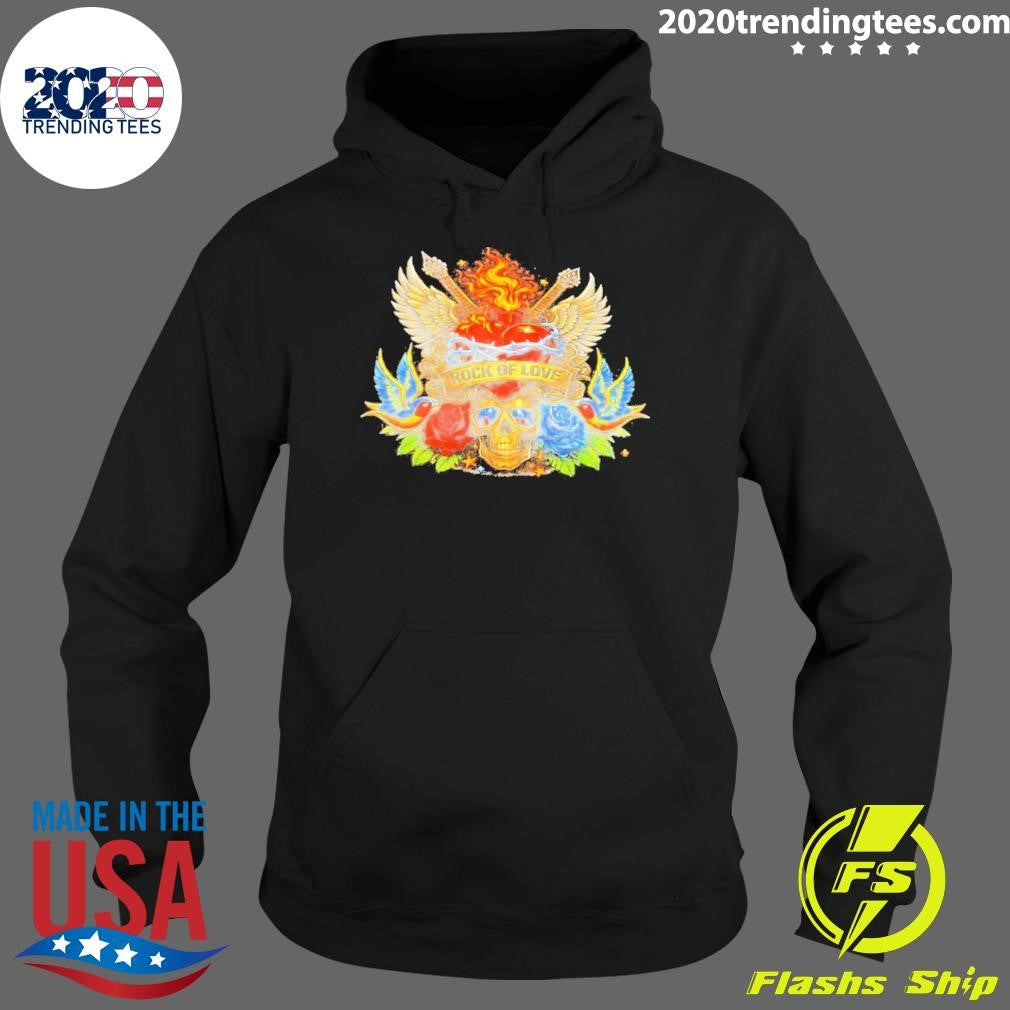Skull Wings Roses Guitar Rock Of Love Shirt