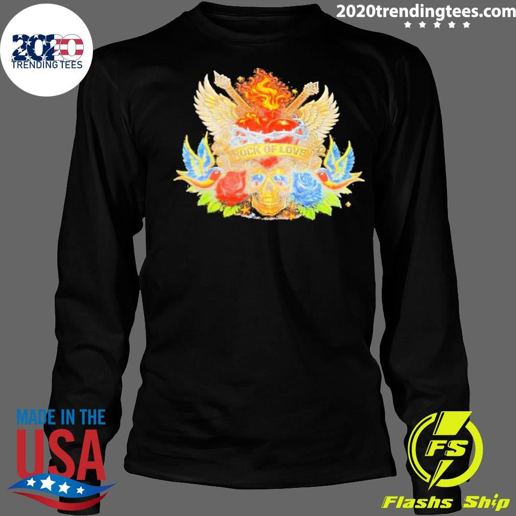 Skull Wings Roses Guitar Rock Of Love Shirt