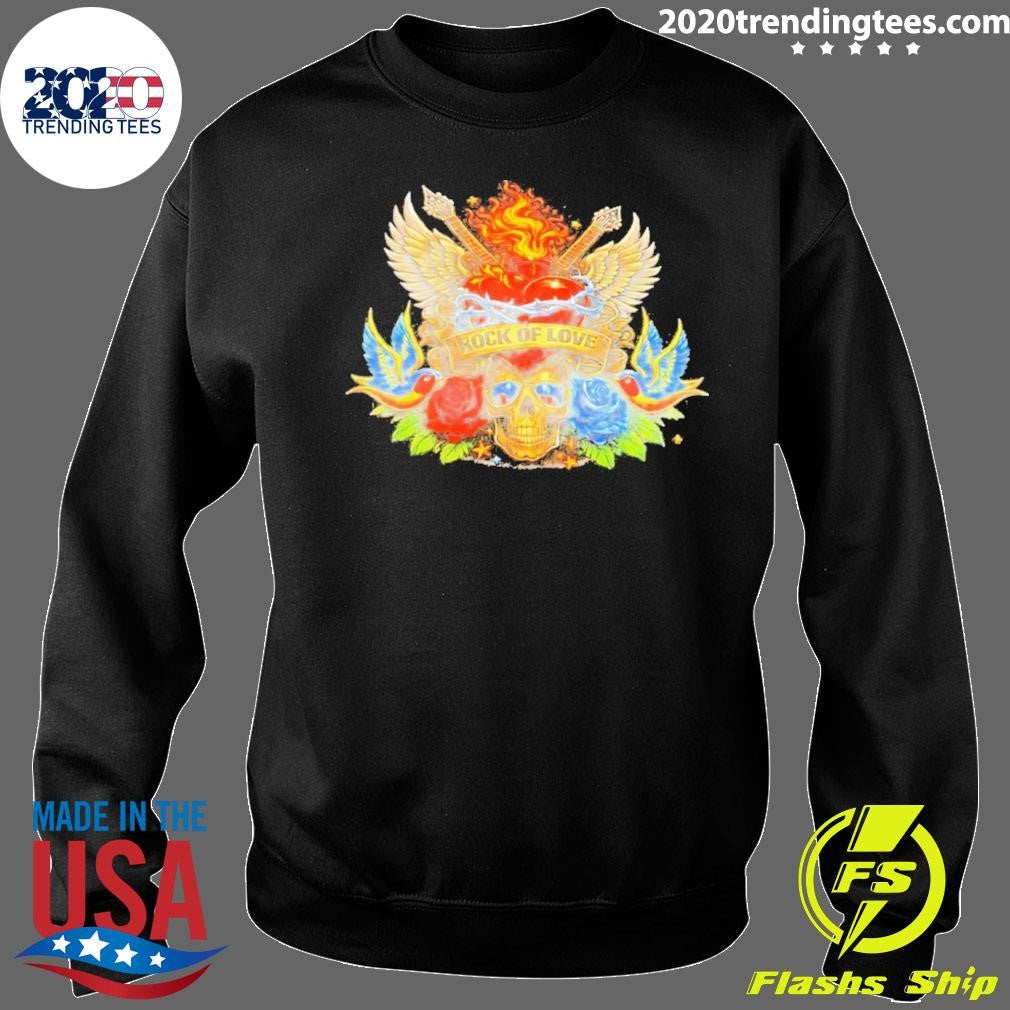 Skull Wings Roses Guitar Rock Of Love Shirt