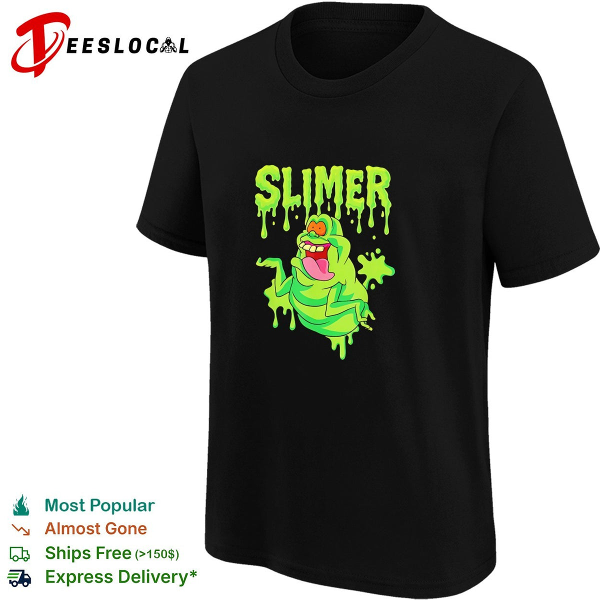Slimer Ghostbusters Character Logo Slime Dripping Green Ectoplasm Graphic shirt