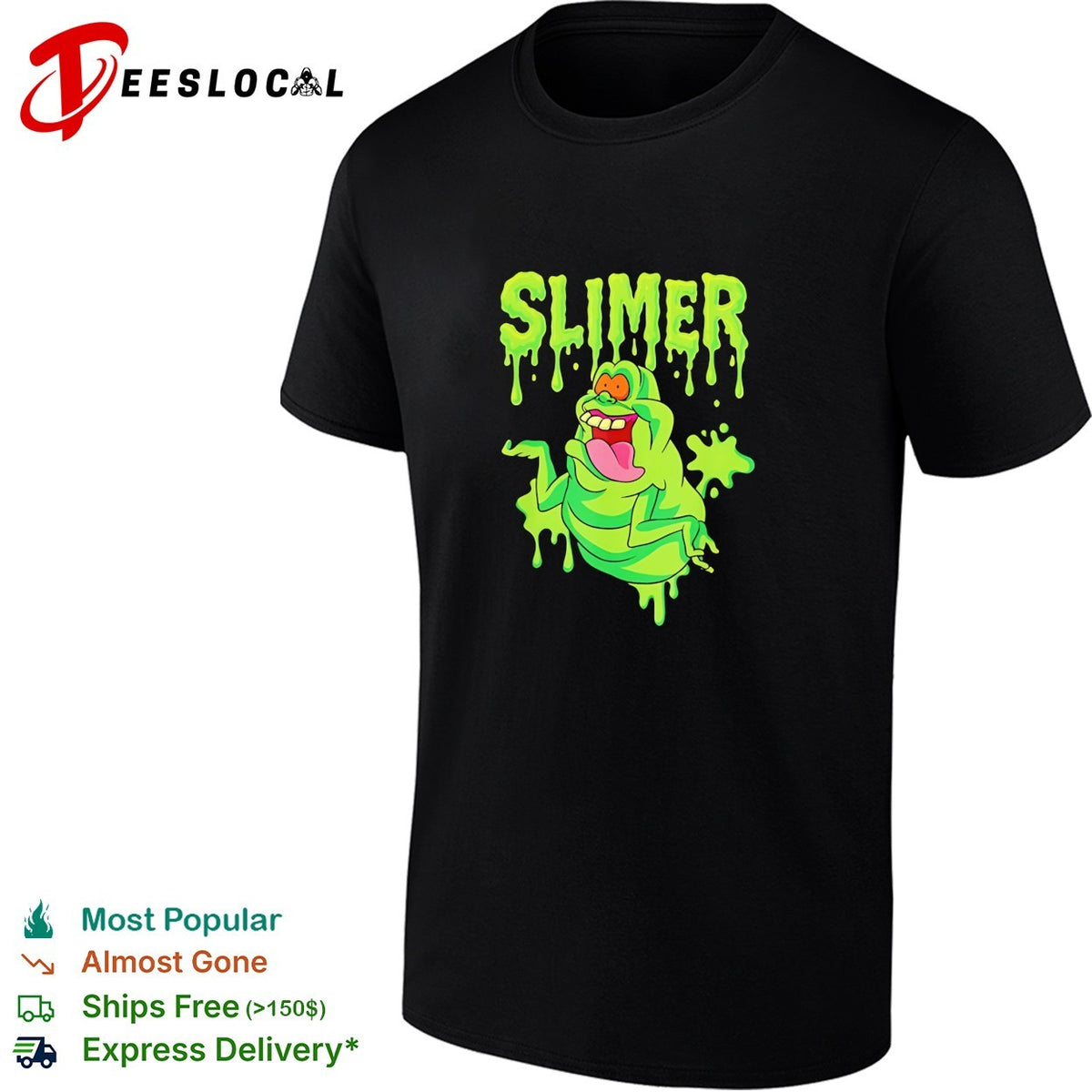 Slimer Ghostbusters Character Logo Slime Dripping Green Ectoplasm Graphic shirt