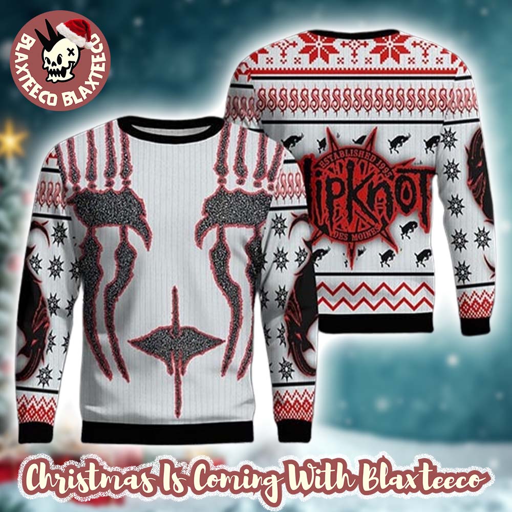 Slipknot Band Joey Jordison Face Mask Xmas Gift Knitted Ugly Christmas Sweater