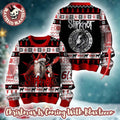 Slipknot Established 1995 Des Moines Iowa Skeleton Santa Playing Guitar Personalized Christmas Ugly Sweater
