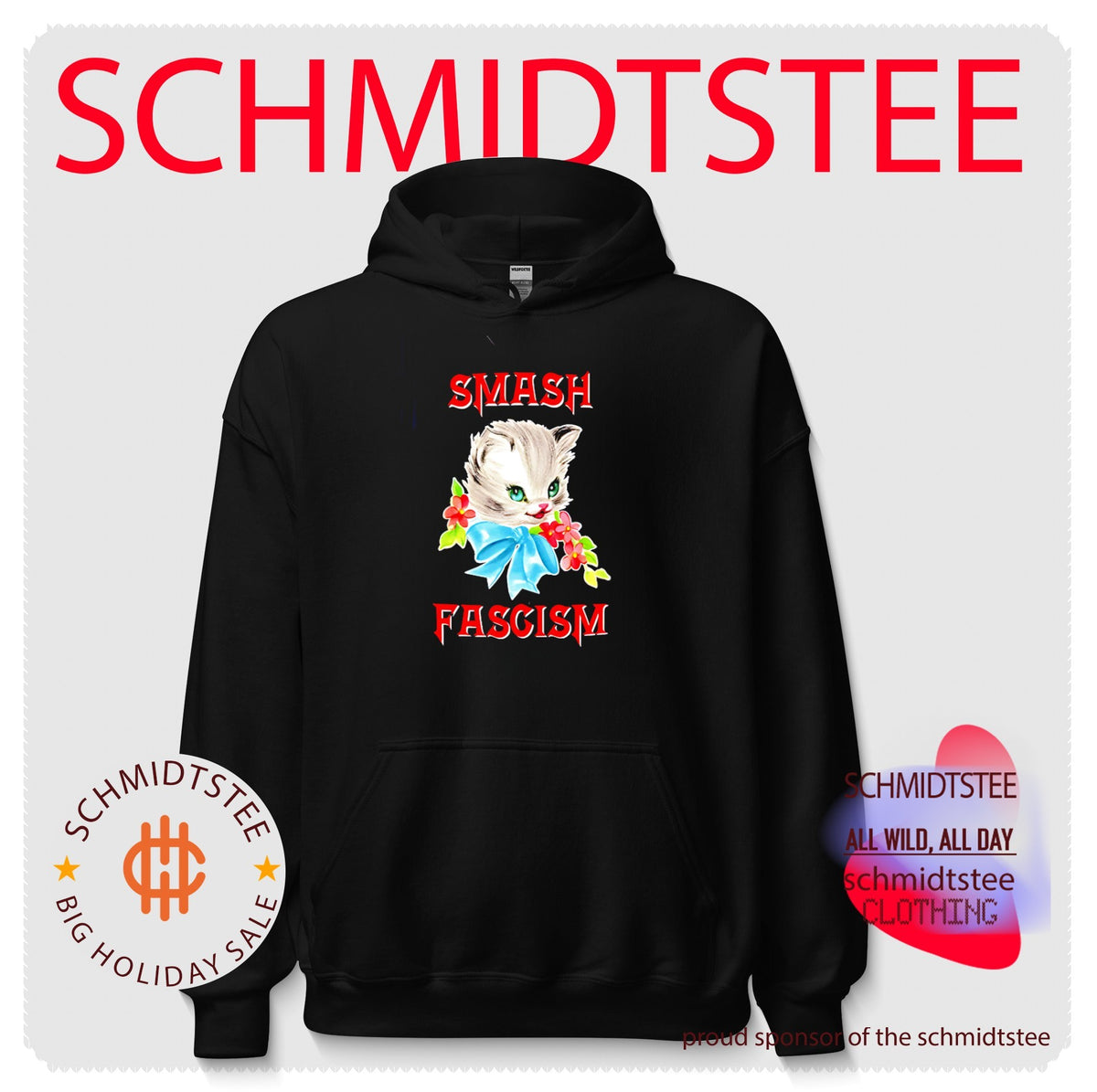 Smash fascism cute cat illustration vintage shirt