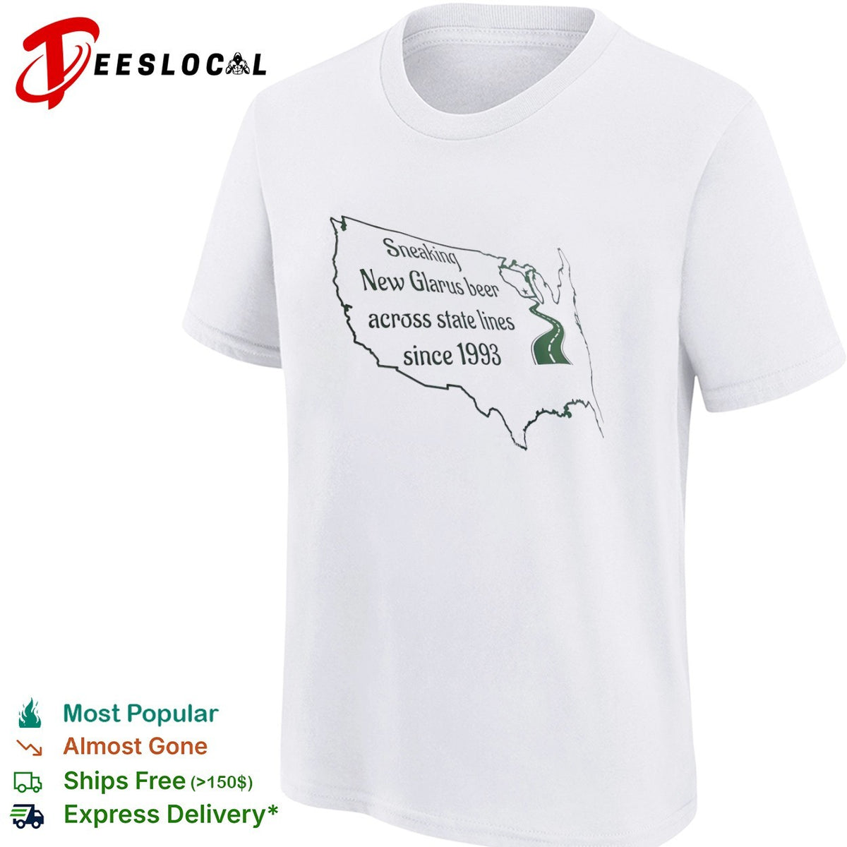 Sneaking New Glarus beer across state lines since 1993 Wisconsin road map shirt