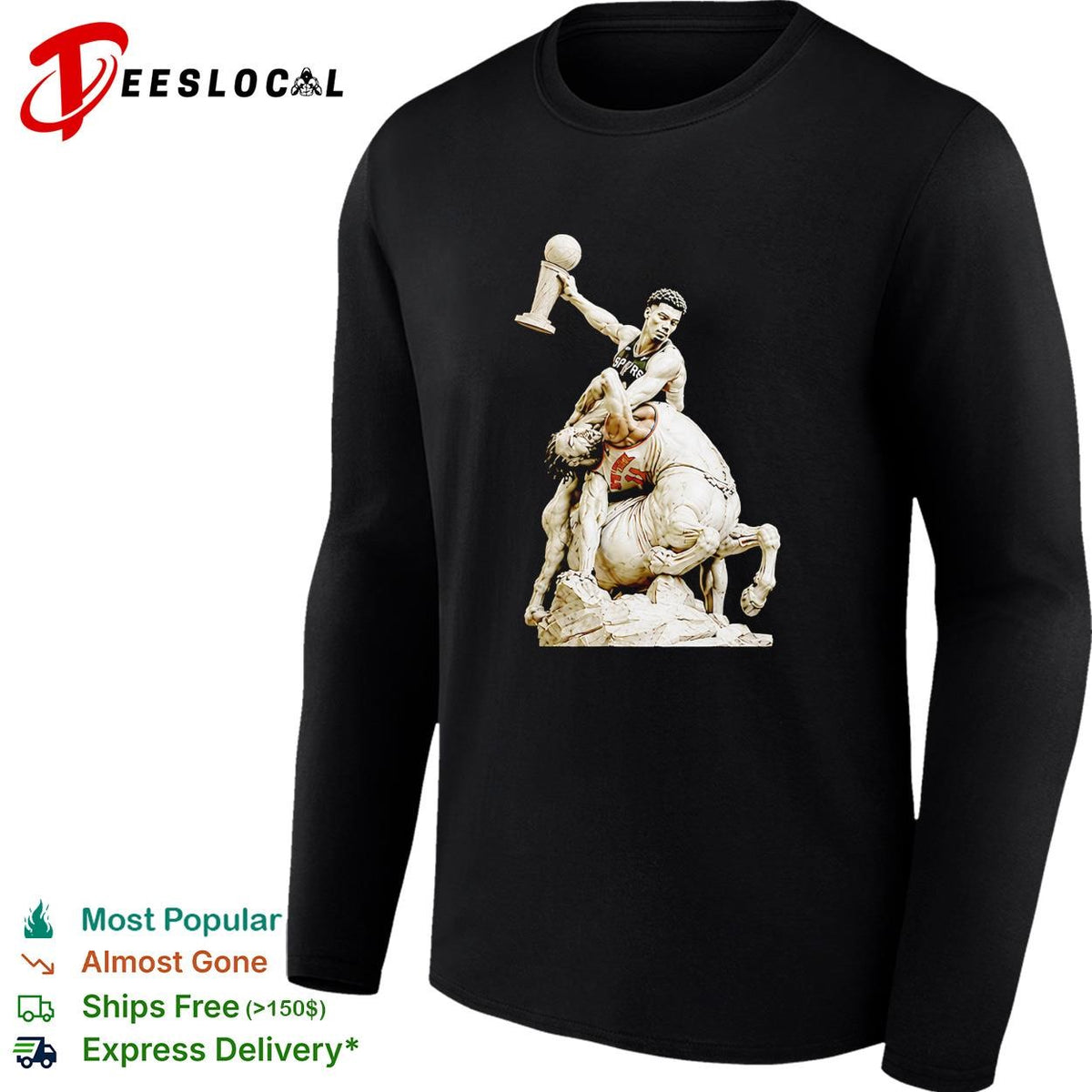 Soccer champion World Cup trophy marble centaur classical sculpture art dark shirt