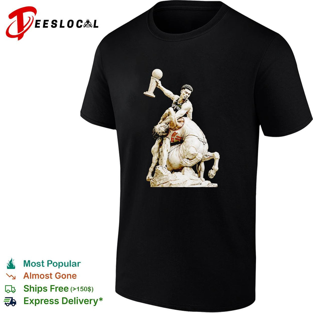 Soccer champion World Cup trophy marble centaur classical sculpture art dark shirt