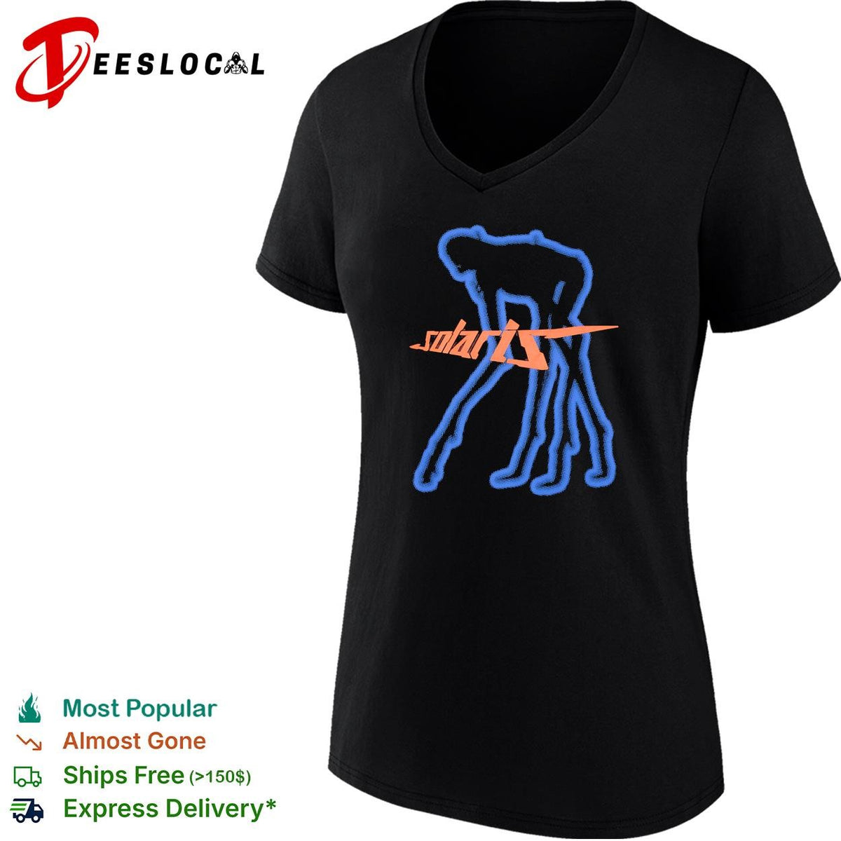 Solaris blue humanoid figure sci-fi dark abstract graphic shirt