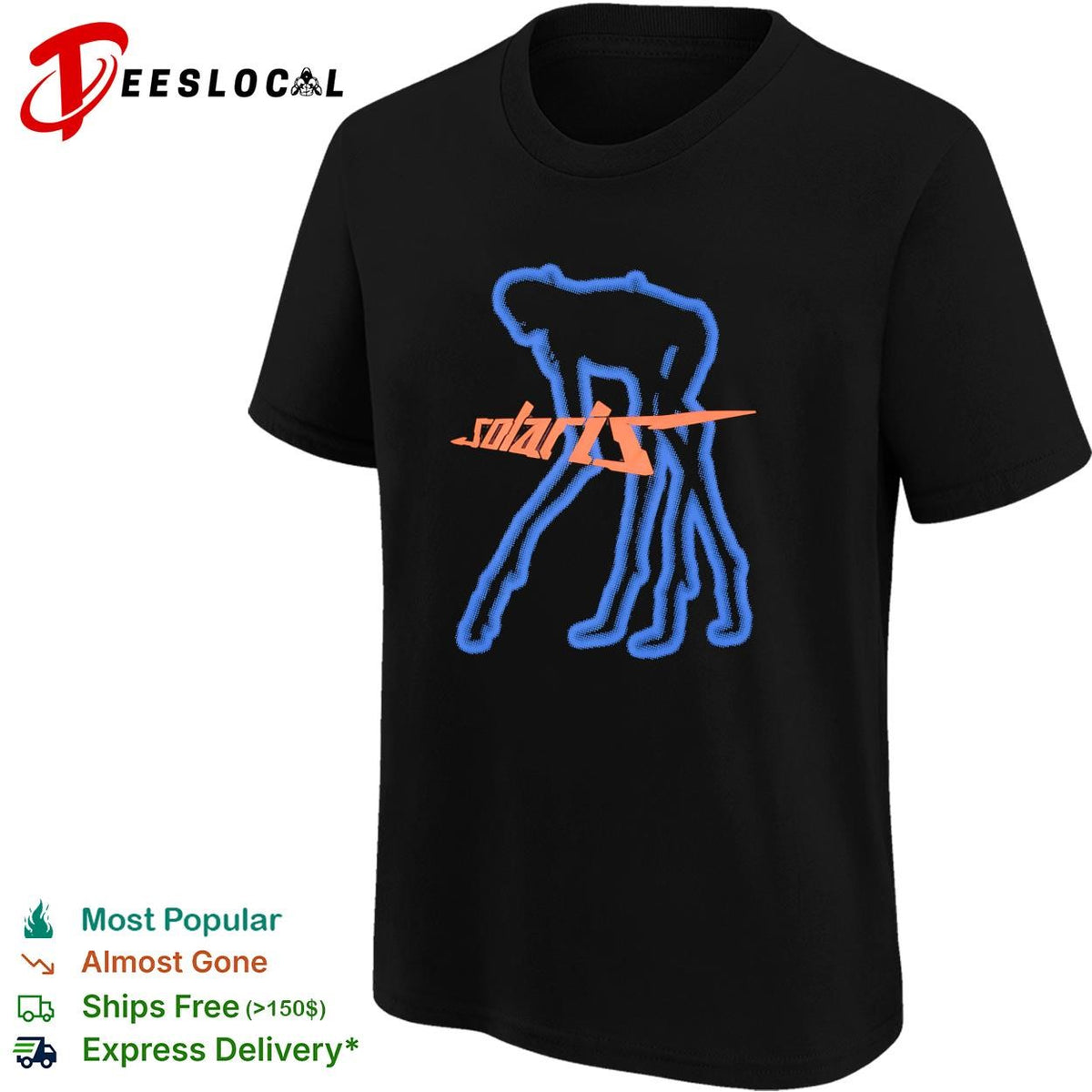 Solaris blue humanoid figure sci-fi dark abstract graphic shirt