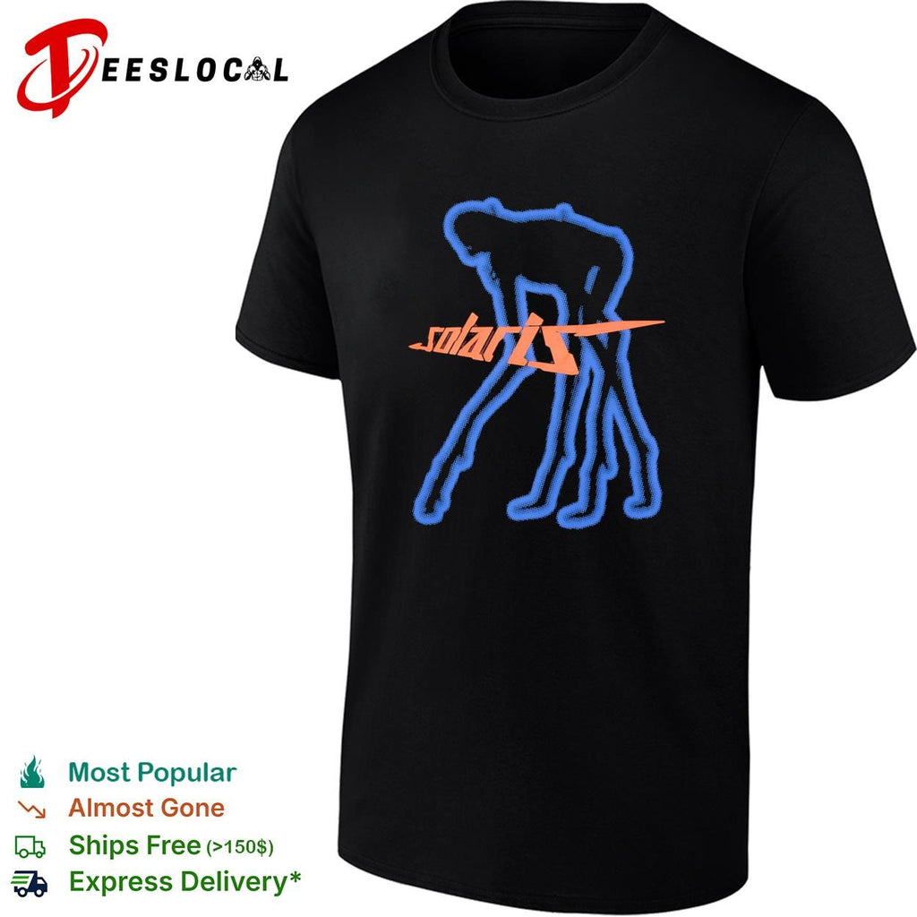 Solaris blue humanoid figure sci-fi dark abstract graphic shirt