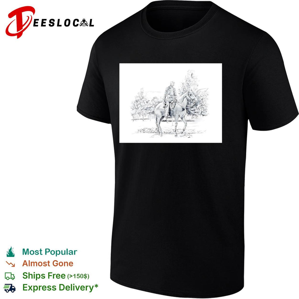 Soldier on horseback pencil sketch portrait poster shirt