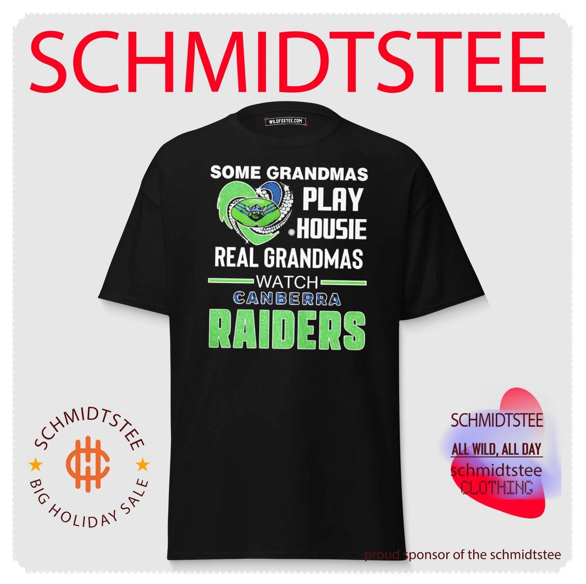 Some grandmas play housie real grandmas watch Canberra Raiders shirt