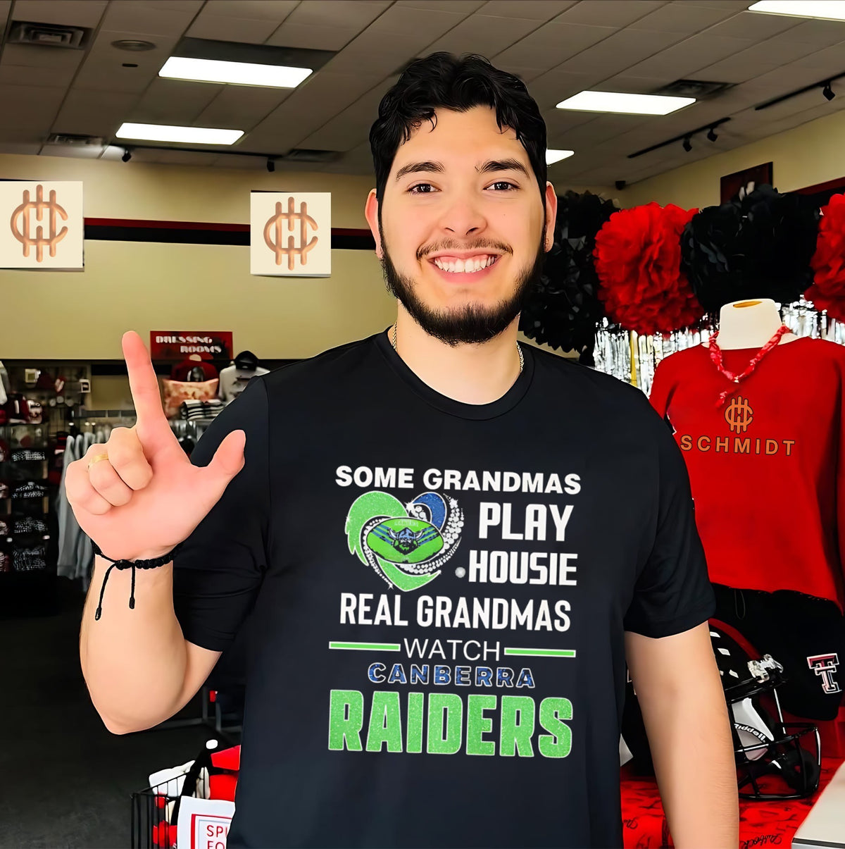Some grandmas play housie real grandmas watch Canberra Raiders shirt