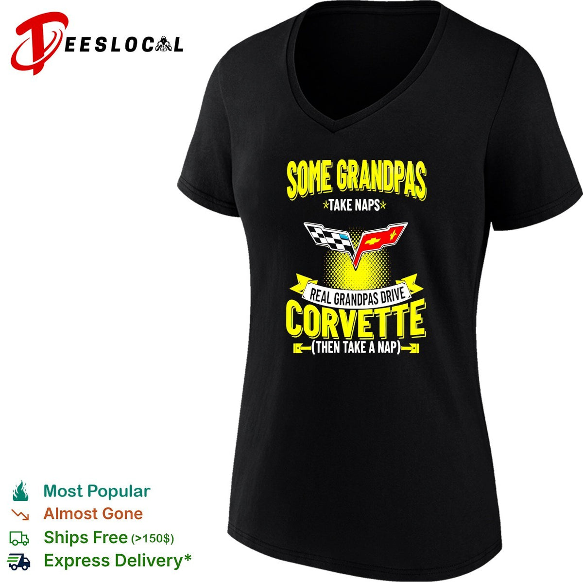Some grandpas take naps real grandpas drive Corvette then take a nap humor shirt