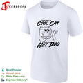 Sometimes a cool cat needs a hot dog sunglasses food humor white shirt