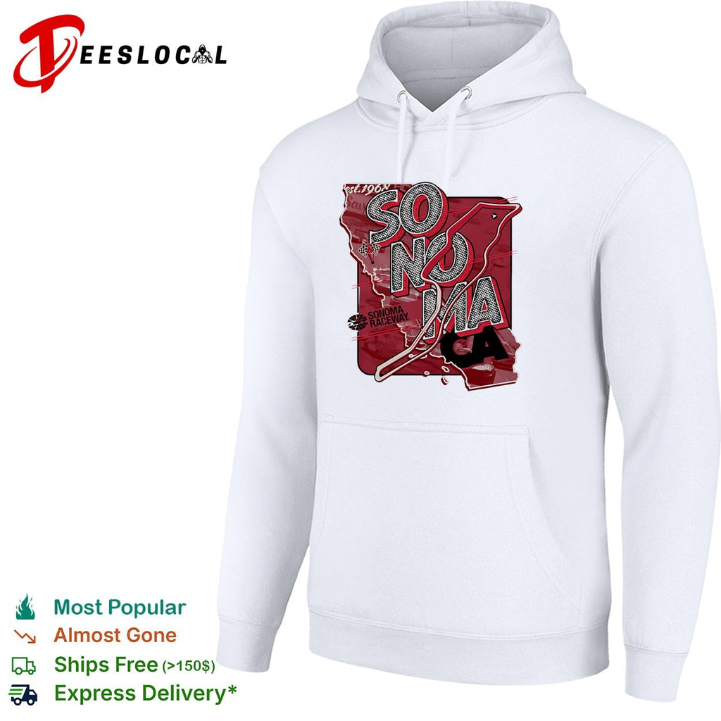 Sonoma Raceway California state map race track layout bold art shirt
