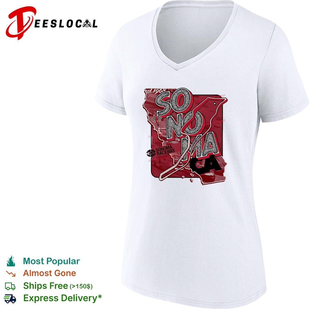 Sonoma Raceway California state map race track layout bold art shirt
