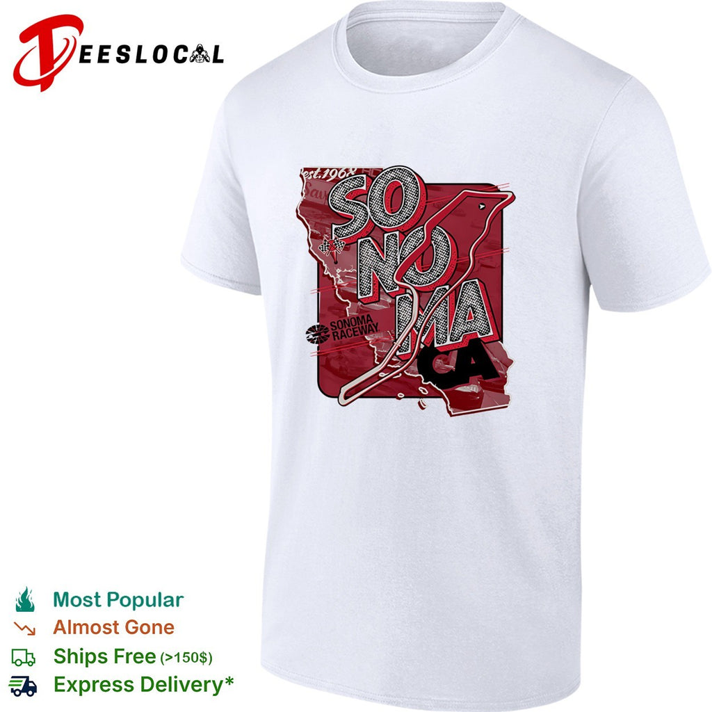 Sonoma Raceway California state map race track layout bold art shirt