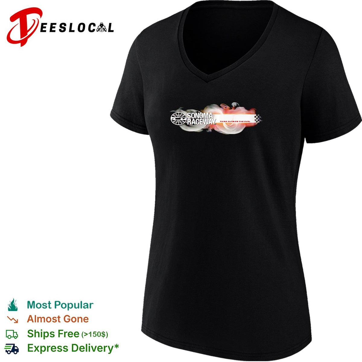 Sonoma Raceway think outside the oval bold logo smoke art shirt