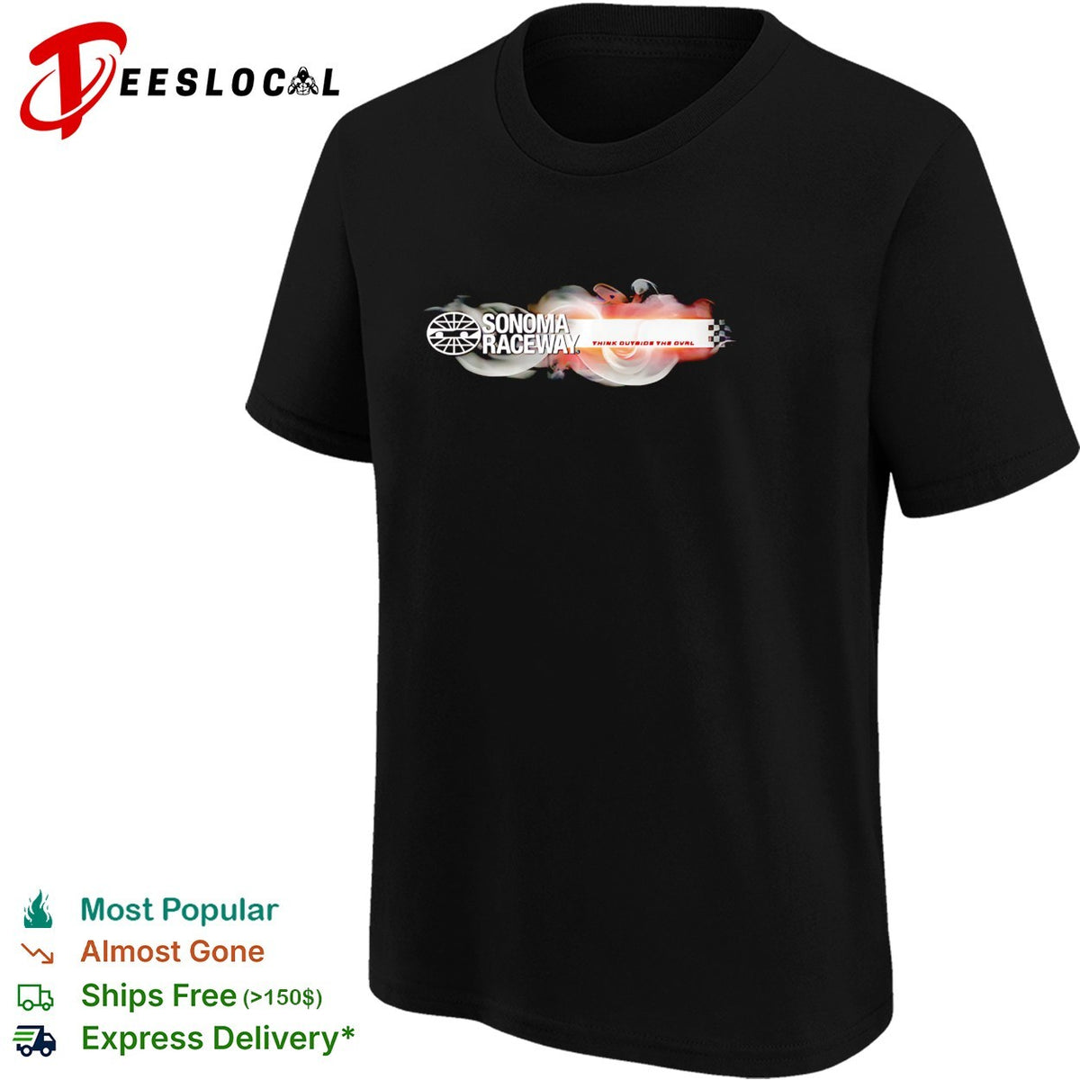 Sonoma Raceway think outside the oval bold logo smoke art shirt