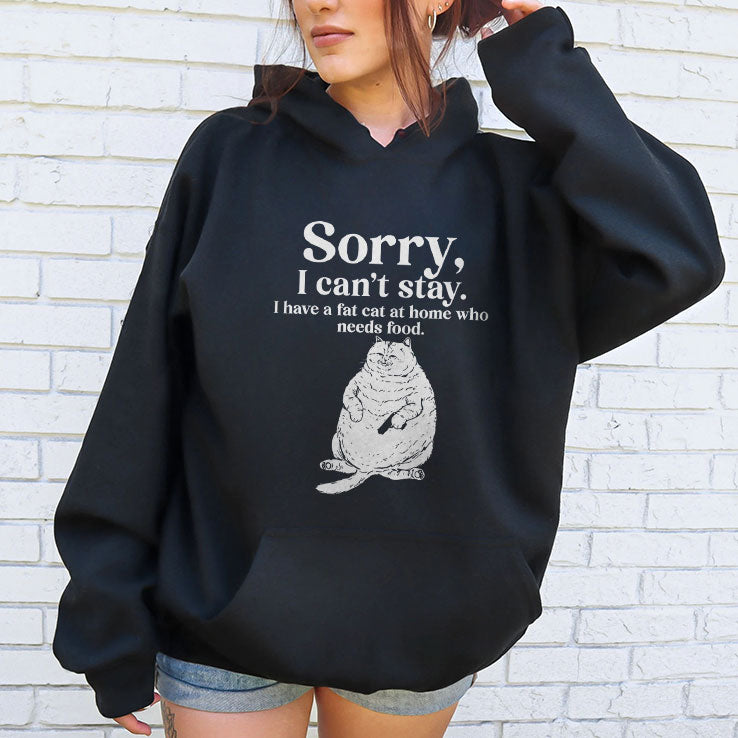Sorry I Can’t Stay I Have A Fat Cat At Home Who Needs Food T Shirt