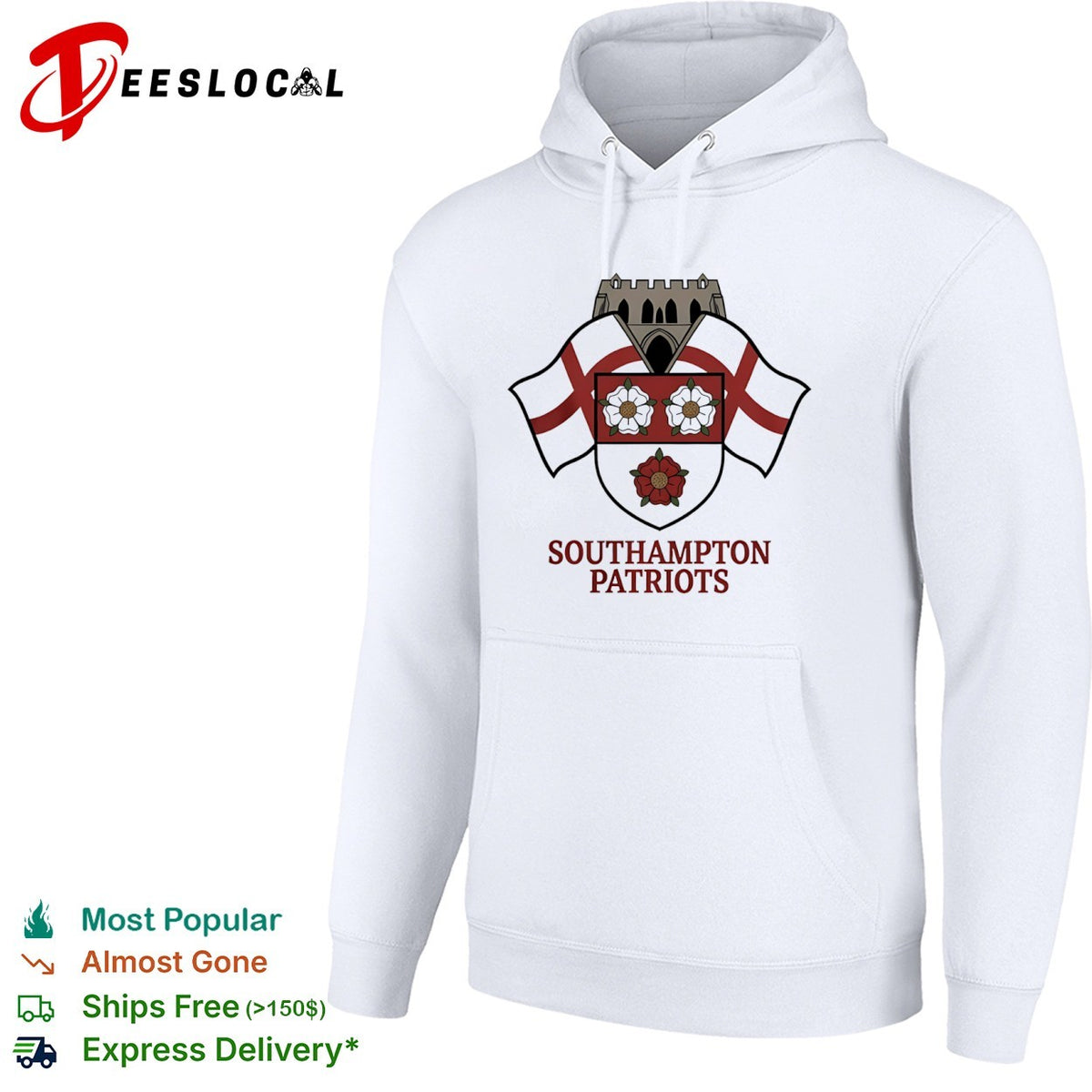 Southampton Patriots Shield Crest Rose Logo England Flag Shirt