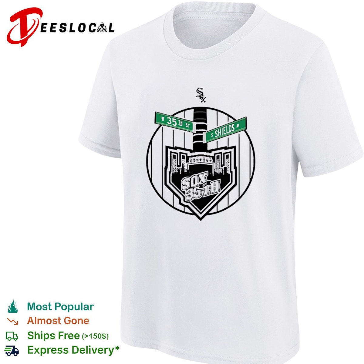 Sox on 35th W 35th St S Shields Av Chicago White Sox MLB Baseball Team Logo Shirt