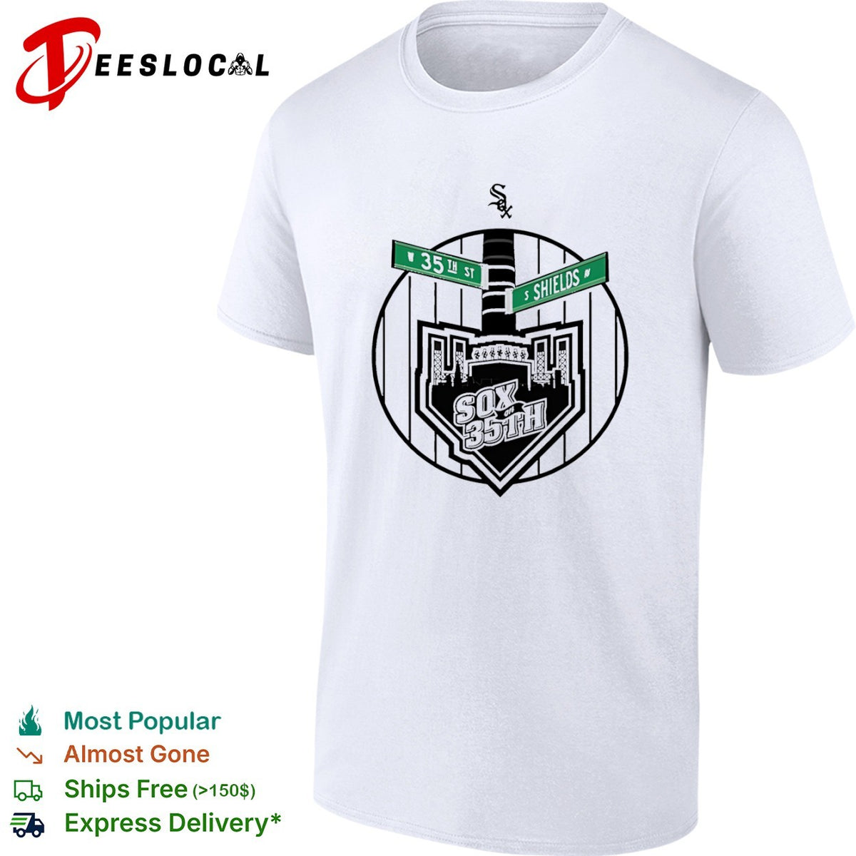 Sox on 35th W 35th St S Shields Av Chicago White Sox MLB Baseball Team Logo Shirt