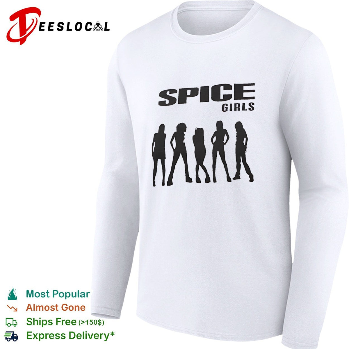 Spice Girls Logo and Silhouette Members Print Minimalist 90s Pop Culture Music shirt