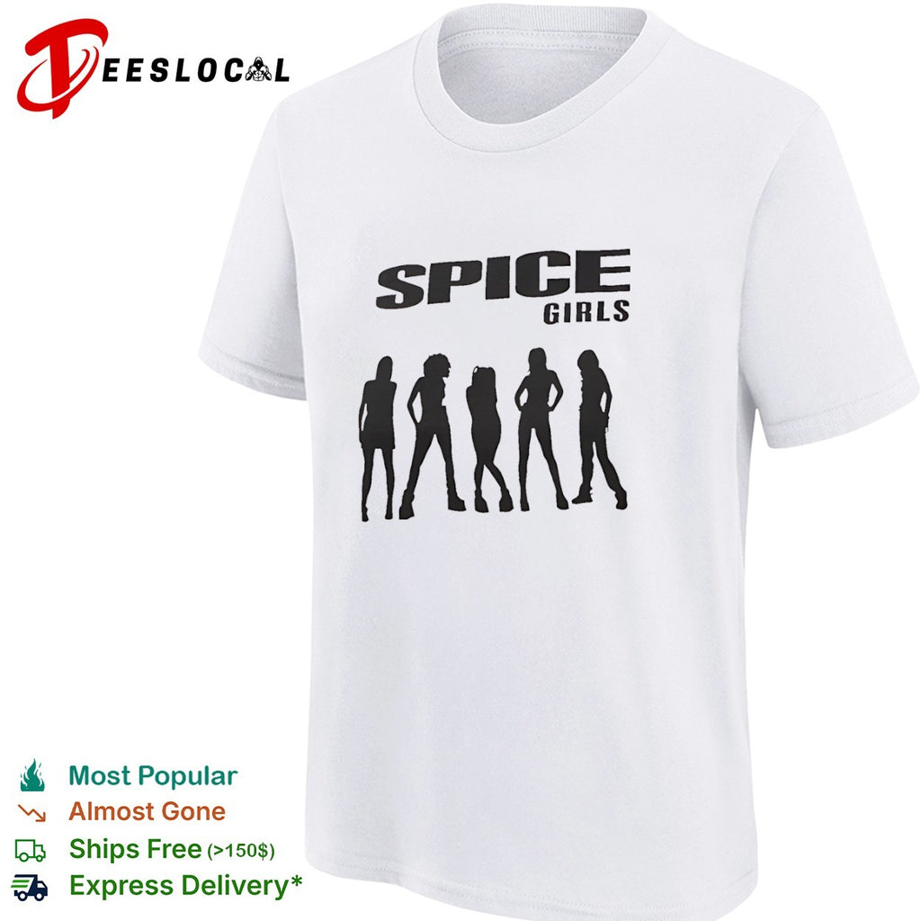 Spice Girls Logo and Silhouette Members Print Minimalist 90s Pop Culture Music shirt