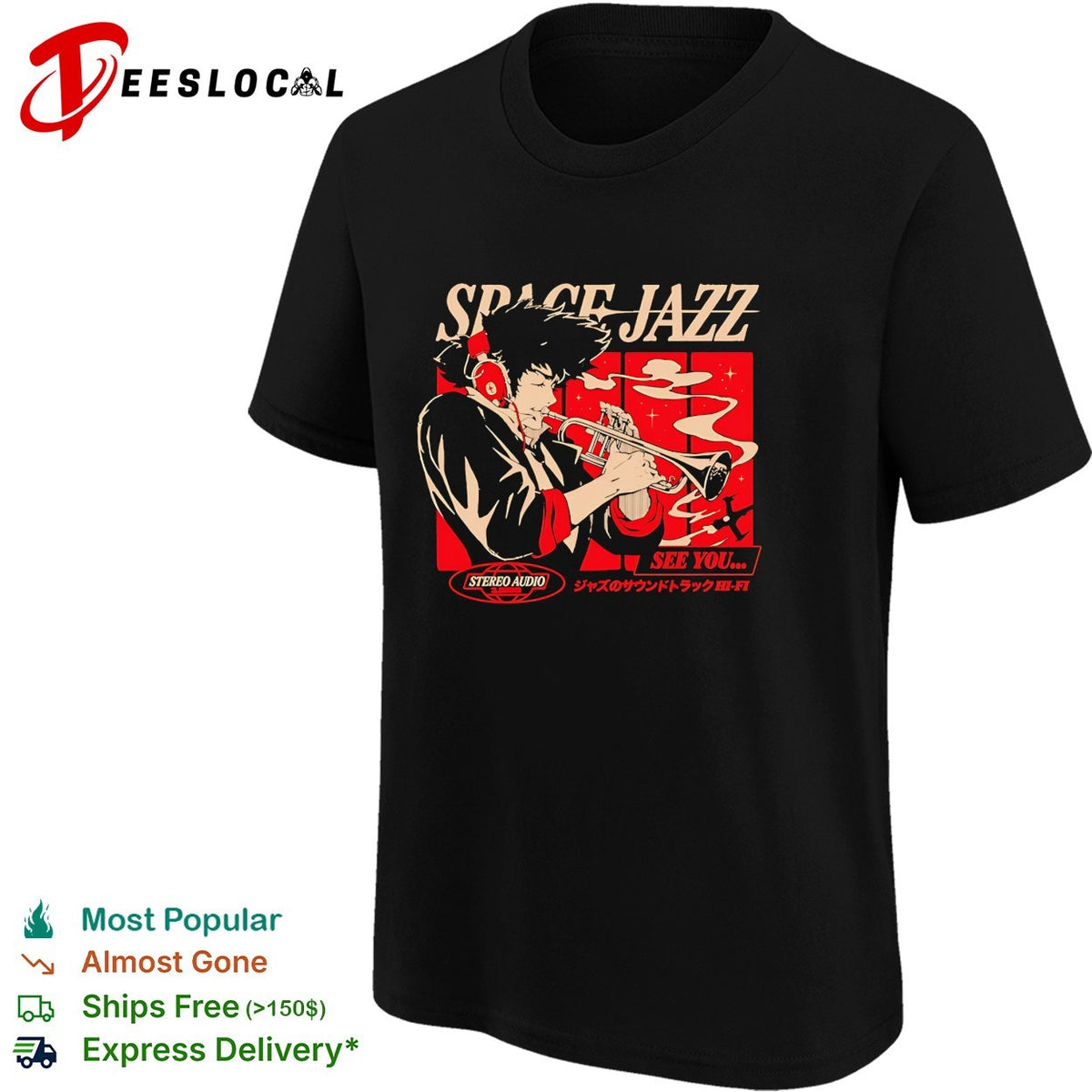 Spike Spiegel Cowboy Bebop Space Jazz See You Stereo Audio 1998 Jazz Soundtrack shirt