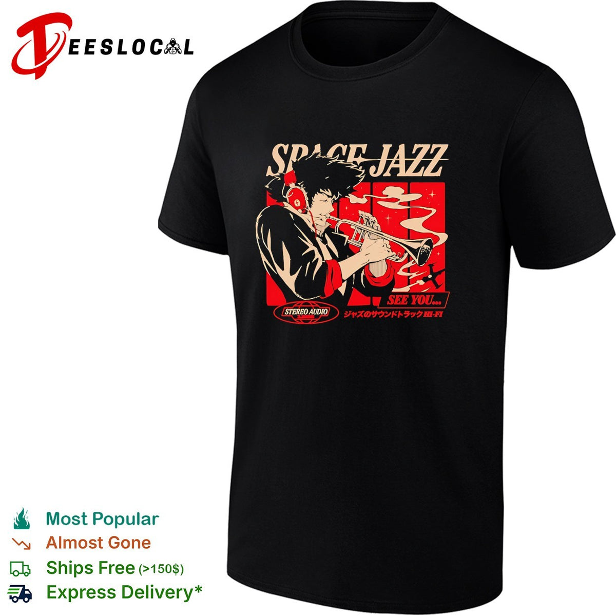 Spike Spiegel Cowboy Bebop Space Jazz See You Stereo Audio 1998 Jazz Soundtrack shirt