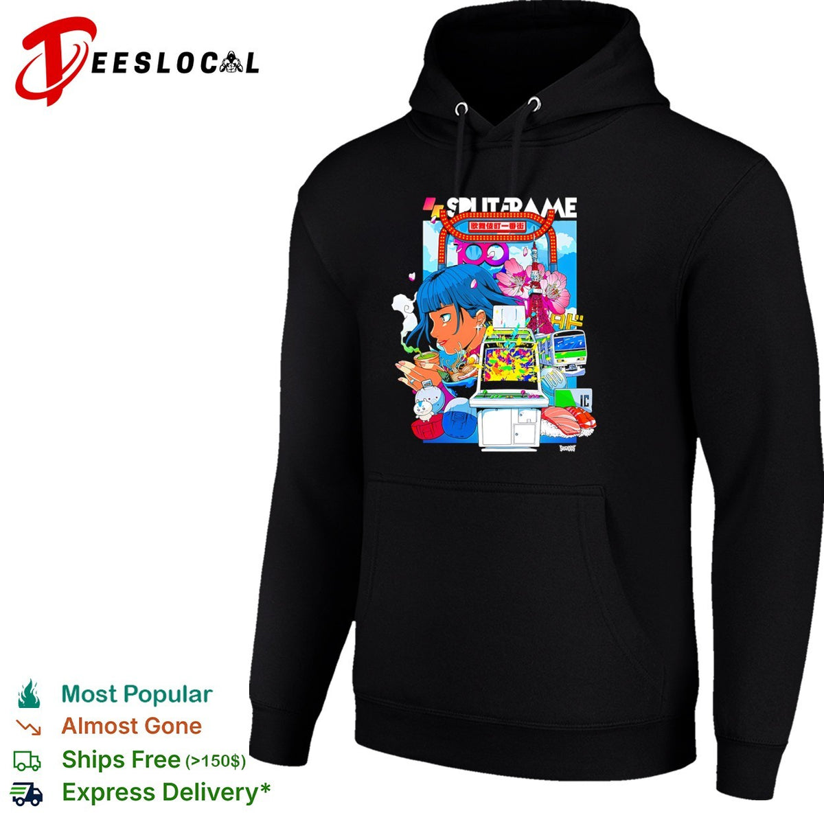 Splitframe Tokyo Ramen Arcade 100 IC Train Sakura Sushi Japanese Culture Shirt