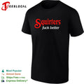 Squirters fuck better red and white bold lettering black background graphic shirt