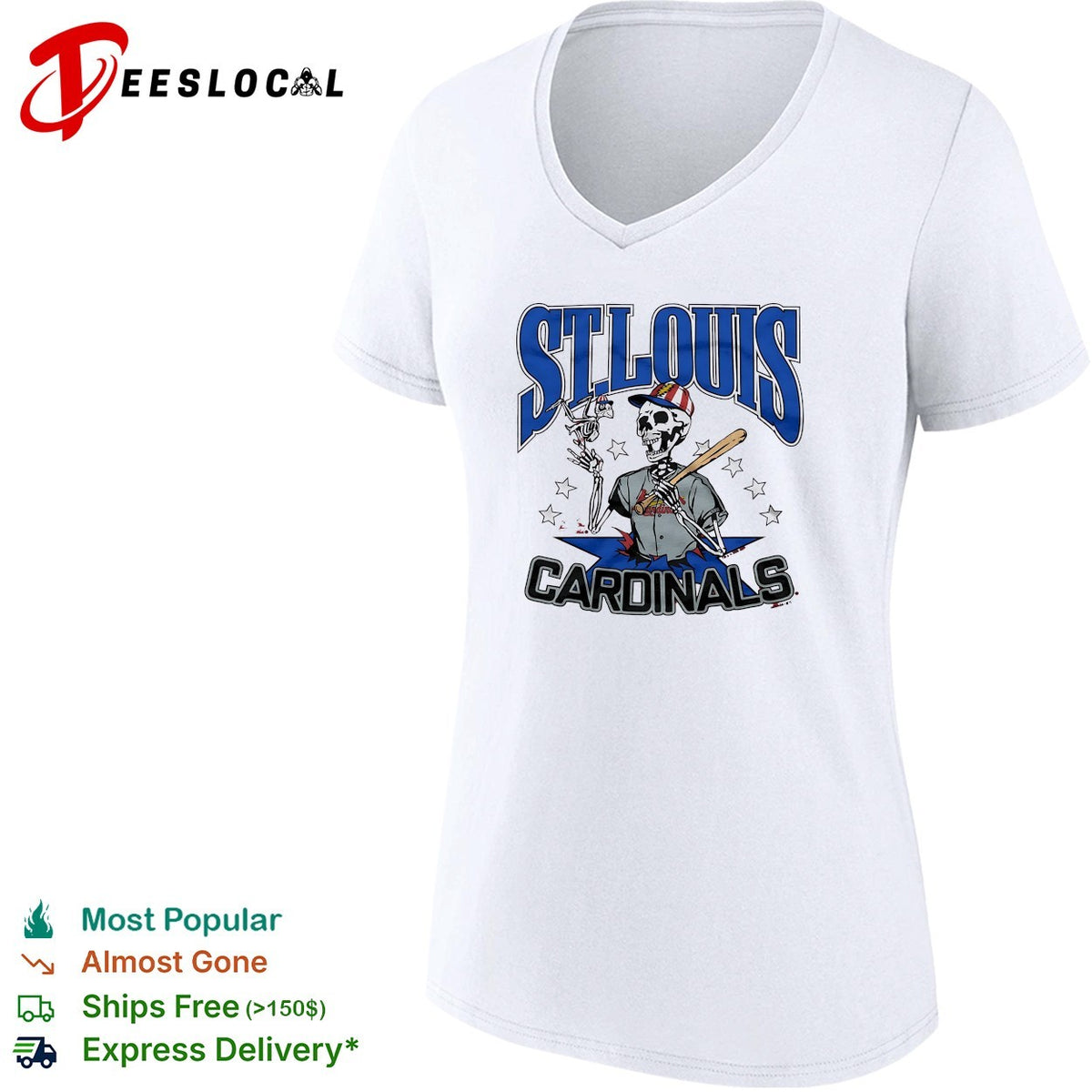 St Louis Cardinals x Grateful Dead skeleton MLB graphic shirt