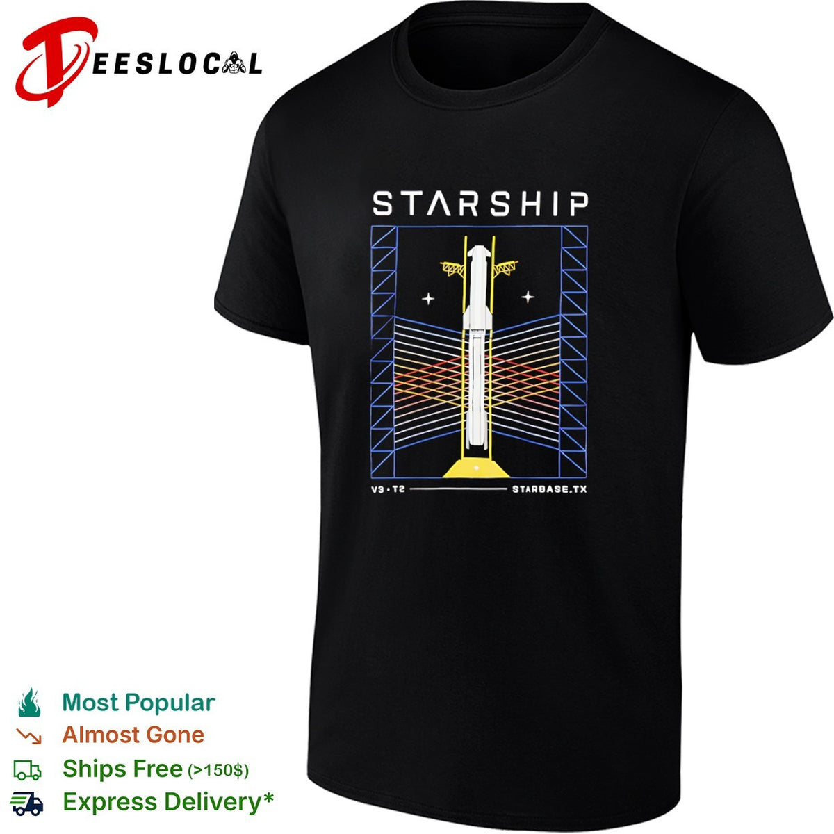 Starship SpaceX V3 T2 Starbase TX Rocket Launch Space Exploration shirt