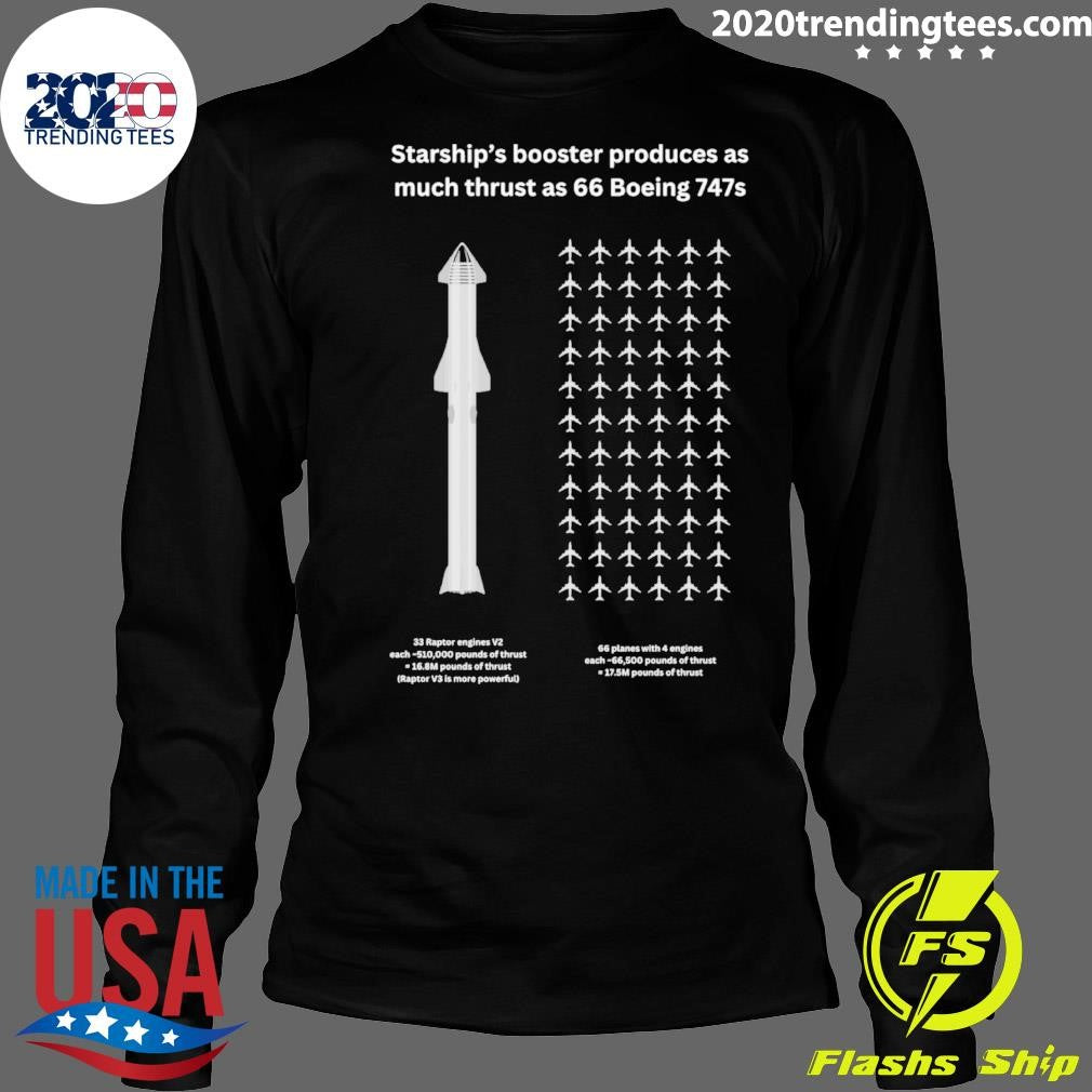 Starship’s Booster Produces As Much Thrust As 66 Boeing 747s Shirt
