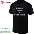 Steak eggs and steroids Old English bold gothic font shirt