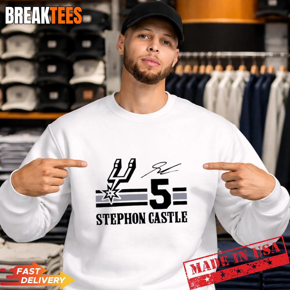 Stephon Castle 5 San Antonio Spurs 2026 NBA Playoff Signature T-Shirt