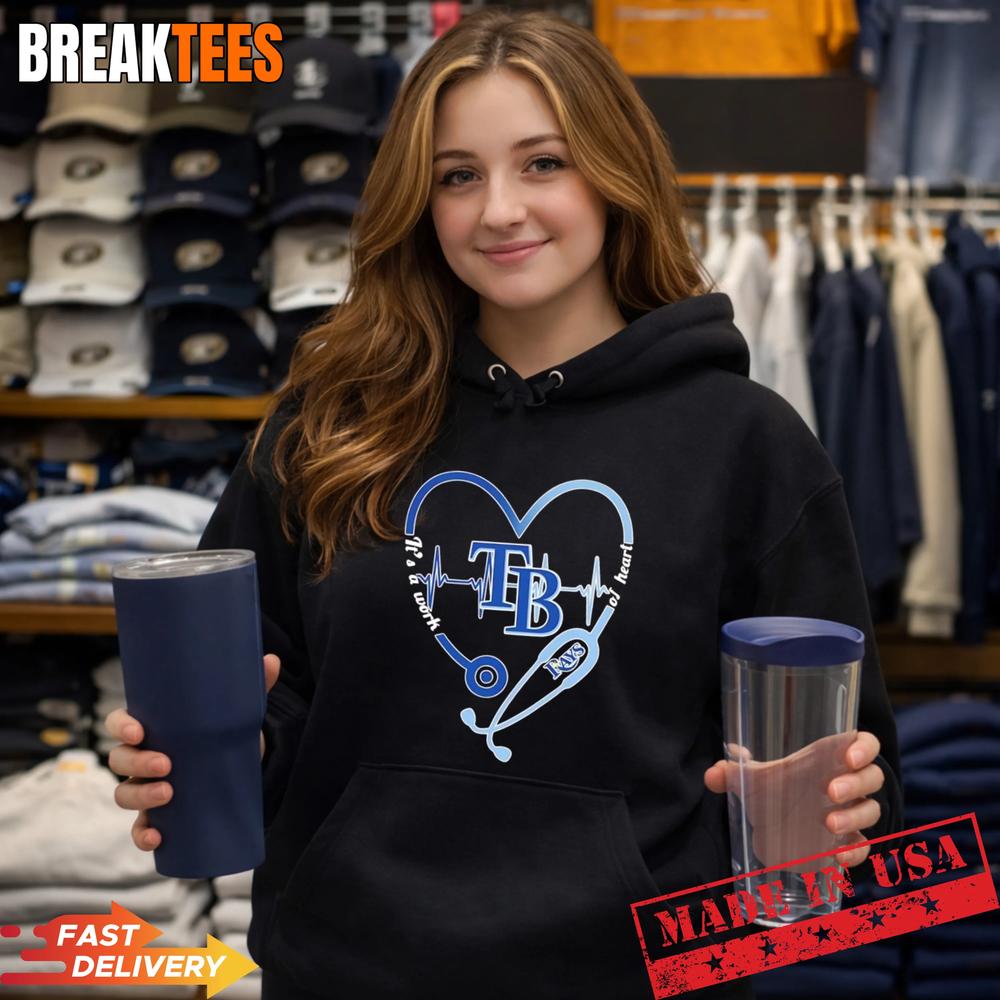 Stethoscope Heart Heartbeat It’s A Work Of Heart Tampa Bay Rays Baseball Logo T-Shirt