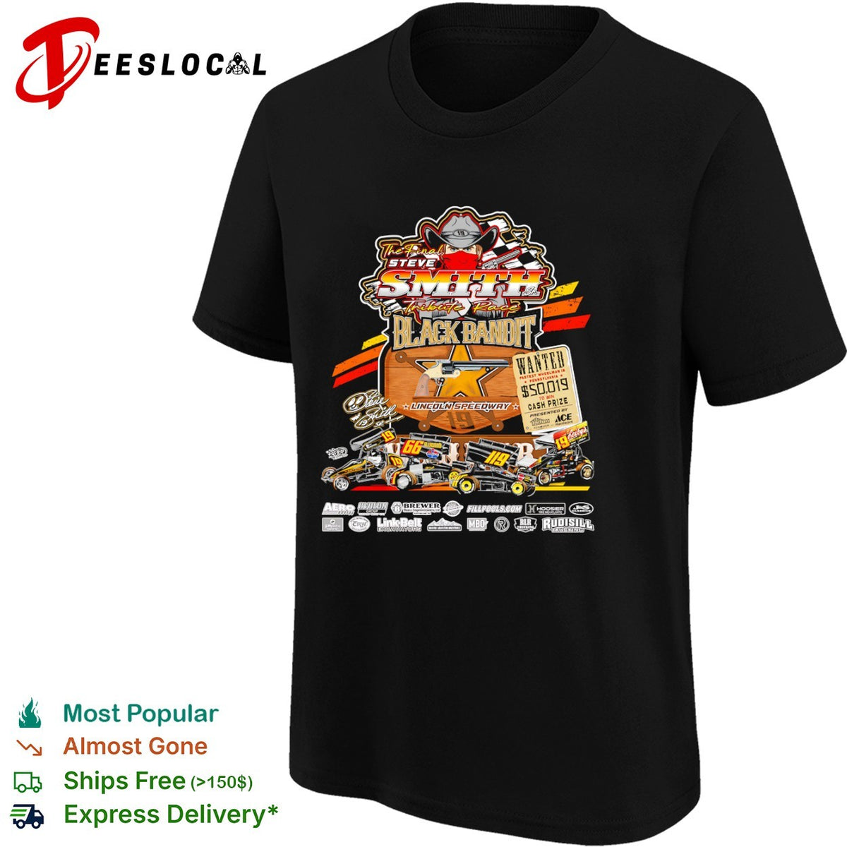 Steve Smith Sr The Final Race Black Bandit Lincoln Speedway shirt