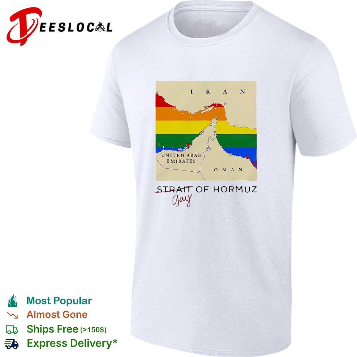 Strait of Hormuz map gay wordplay pun Pride Month shirt
