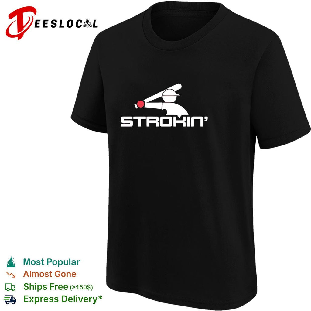 Strokin baseball batter silhouette logo graphic shirt