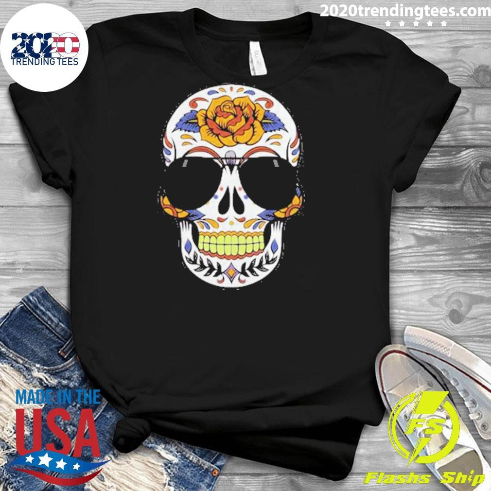 Sugar Skull Wearing Sunglasses Day Of The Dead Shirt