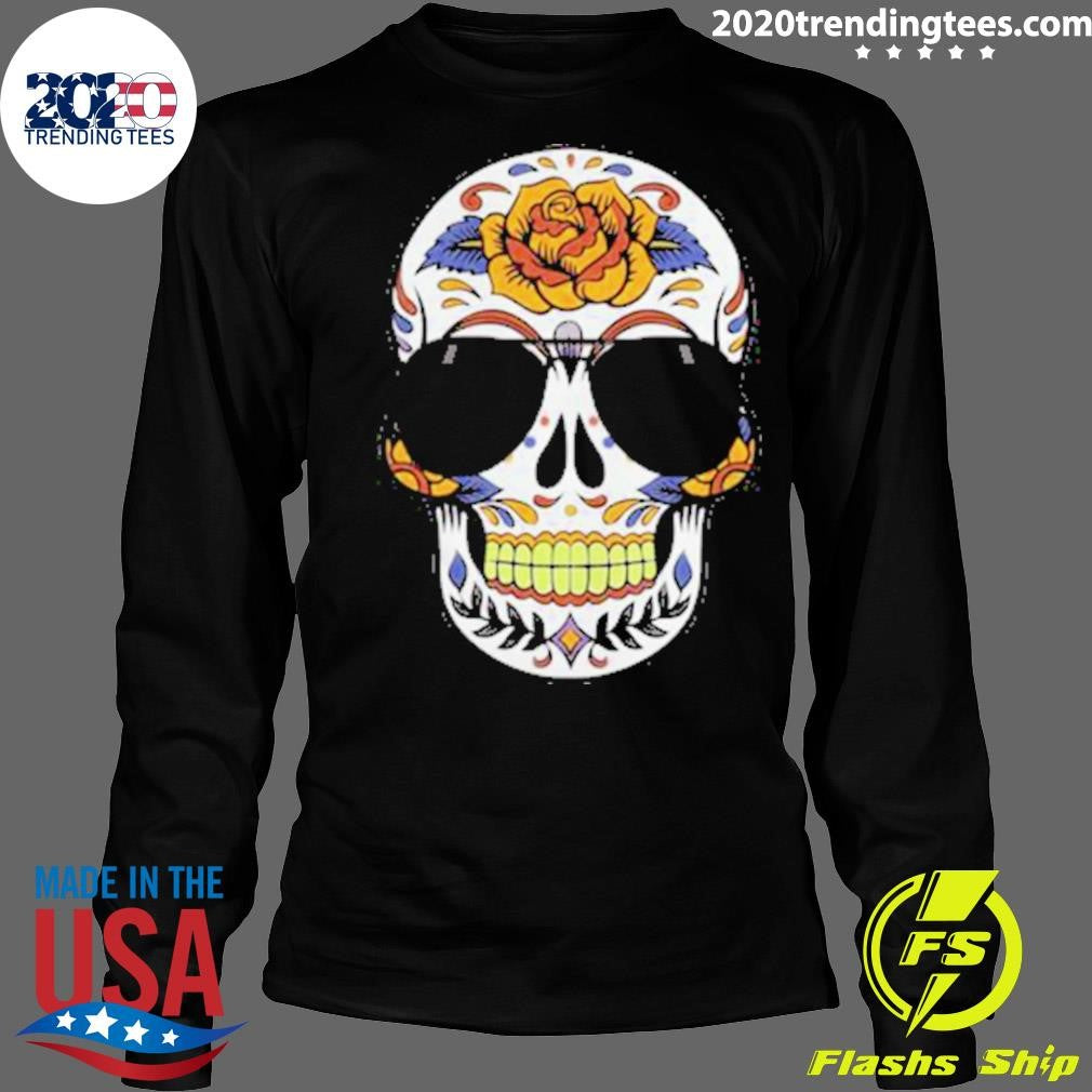 Sugar Skull Wearing Sunglasses Day Of The Dead Shirt
