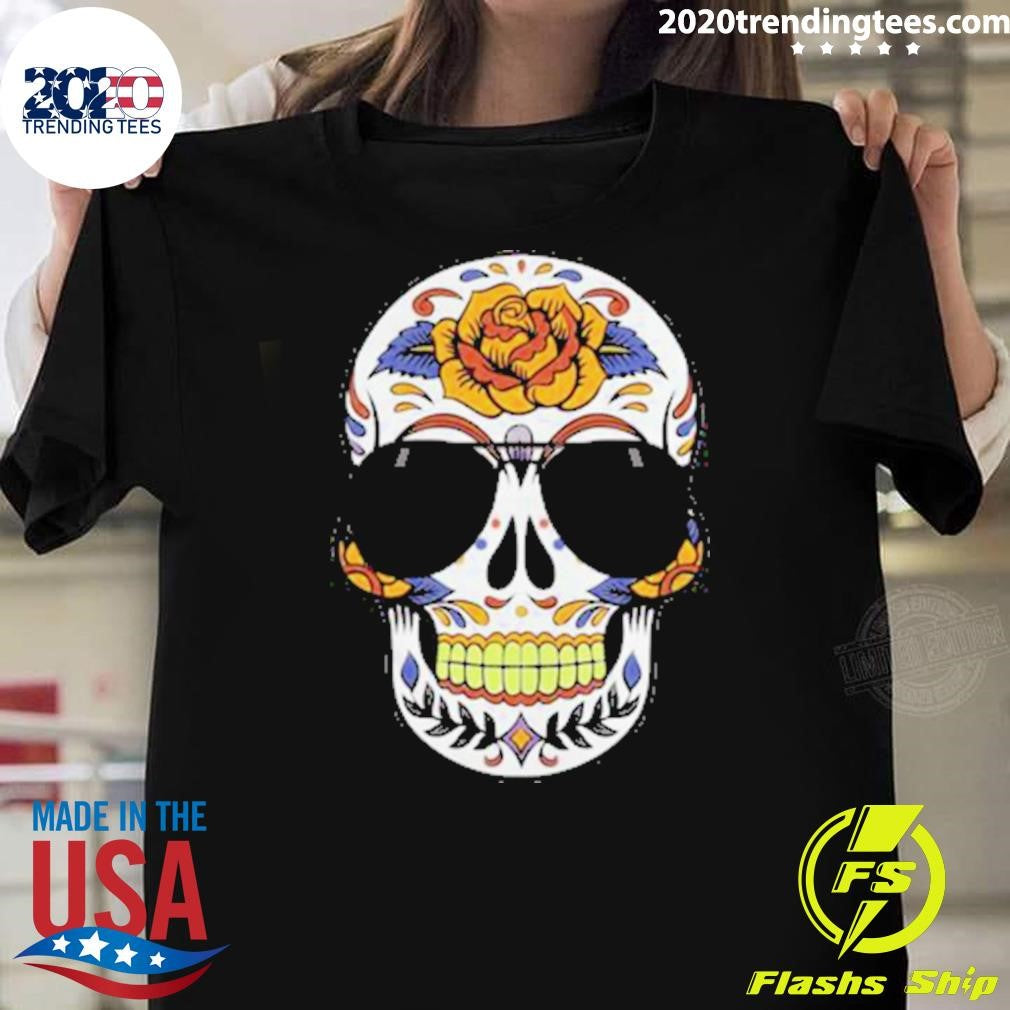 Sugar Skull Wearing Sunglasses Day Of The Dead Shirt